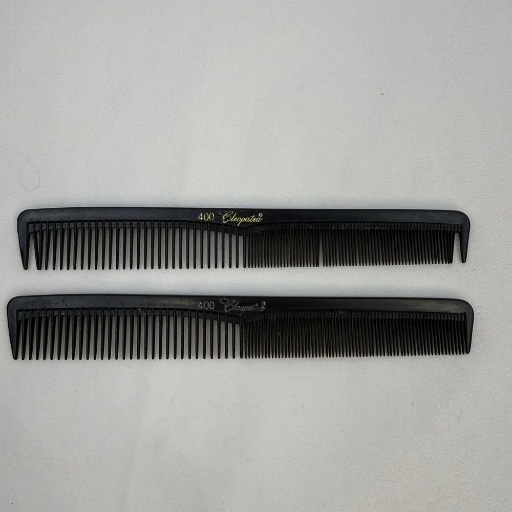 Vintage Cleopatra 400 Professional Hair Combs Black Barber Styling Lot of 2